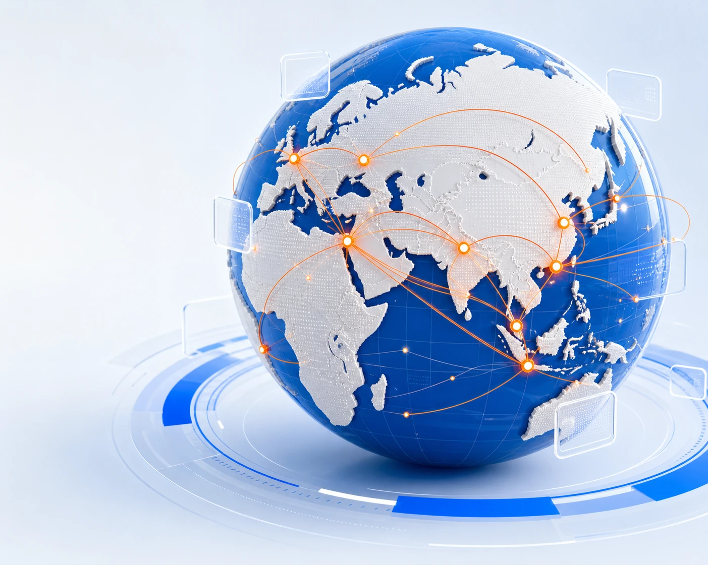 Blue and orange global trade network